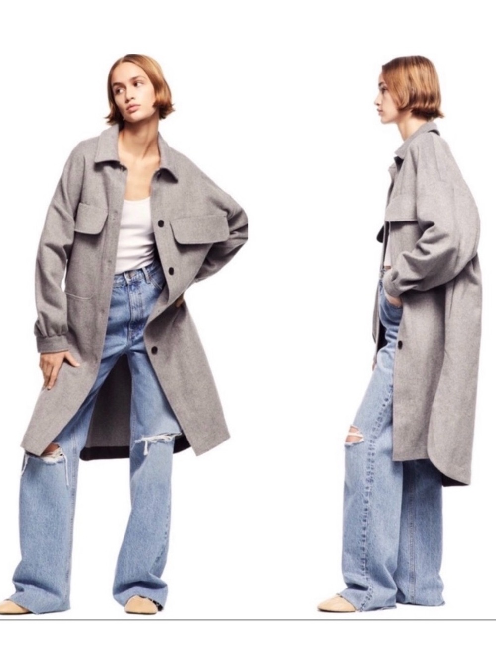 Zara Oversized Shacket Coat Blogger Favorite